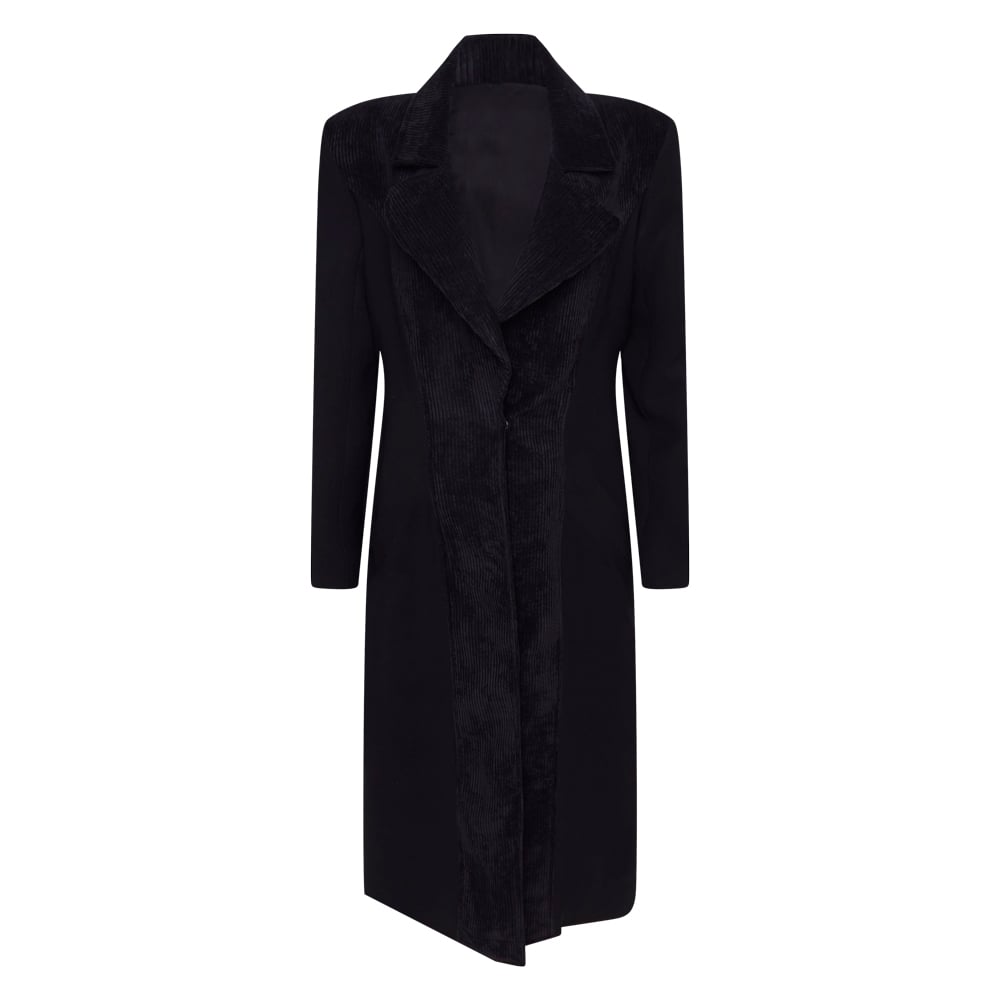 Trench Coat Detalhes Em Veludo Ginger Hipisma Etienne Black